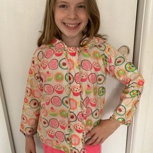 Cupcake Rain Jacket with Ruffle Detail Girls Sz 8